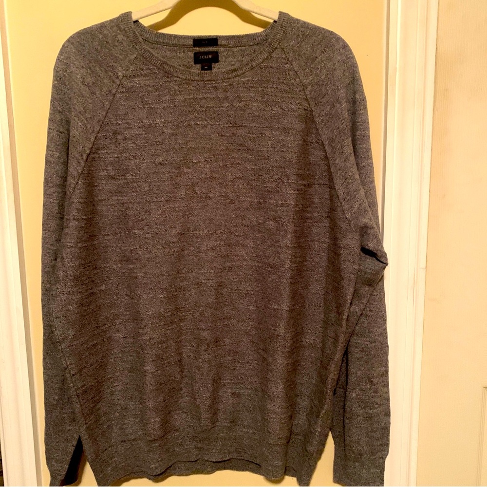 J. Crew Mens Gray Crew Neck Pullover Slim Fit Long Sleeve Sweater Size XL